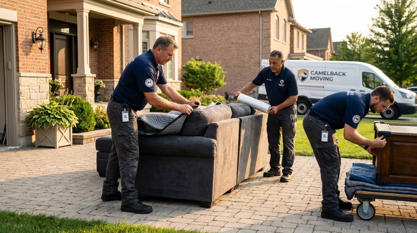 Large estate moving crew wrapping furniture in Cottonwood, CA